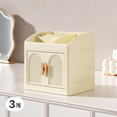 soonZAM 雙門式可折疊桌上型收納盒, 象牙白, 3個