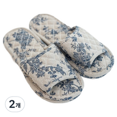 MA MAISON 法式鋪棉花朵室內鞋 客廳棉質室內拖鞋, 藍色, 2個