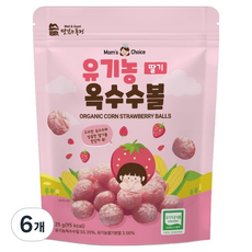 맛있는풍경 유아용 유기농 옥수수볼 딸기, 25g, 6개