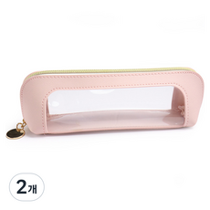 탑피아 PVC 투명창 필통, 핑크, 2개