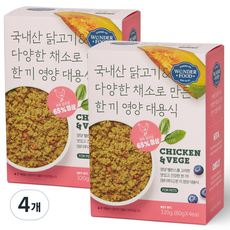 원더푸드 전연령용 강아지 한 끼 영양 대용식 사료 4p, 닭, 320g, 4개