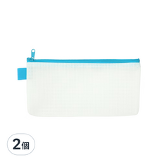 Lan CHYn 連勤牌文具 LCM-01 B PEVA 環保無毒夾網袋 票據, 藍色, 2個