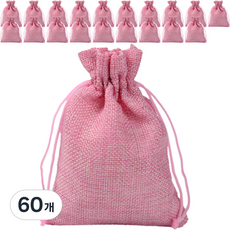 Maket Gamseong 亞麻束口袋 15 x 20, 粉紅色, 60個