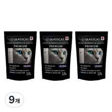 GlassCat 고양이 Premium 실리카 모래, 9개, 3.8L, 로즈