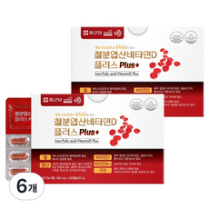 종근당 철분 엽산 비타민D 플러스, 60정, 6개