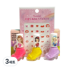 Tomini 兒童公主水性指甲油 + 貼紙 隨機出貨, DS組合(迷戀紫, 黃色, 櫻桃粉), 3個