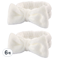 俏皮姐妹可愛洗臉髮帶, 6個, 白色蝴蝶結