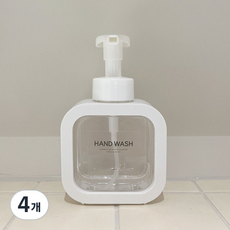 newnlook 帶蓋洗手液方形按壓瓶 泡沫型補充瓶 300ml + 洗手液標籤, 白色, 4個