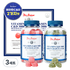 닥터브라이언 복숭아맛 비타민 C&D 3000 100p + 청포도맛 비타민 C&D 구미 젤리 100p 세트, 3세트