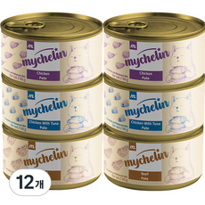 마이베프 전연령 고양이 주식 비프 파테 습식캔, 닭, 소, 닭+참치, 80g, 12개