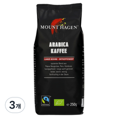 마운트하겐 유기농 디카페인 아라비카 원두커피, 홀빈(분쇄안함), 250g, 3개