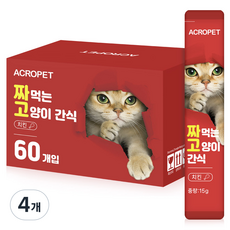 아크로펫 짜먹는 고양이 간식, 치킨, 900g, 4개