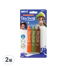 AMOS 阿摩司 3色人體彩繪棒 - 大地色, 易於清洗, 3色, 2組