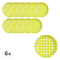 PARTYSHOW 格紋盤 萊姆 18cm, 6入, 6個