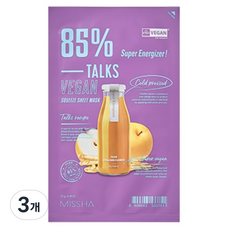 미샤 톡스 비건 착즙 시트 마스크 슈퍼에너자이저, 1개입, 3개