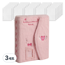 마다꾸미 콜렉트북 캐릭터 다이어리 포카 바인더 6공 + 속지 40p 세트, 바인더(핑크), 3세트