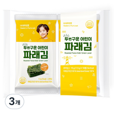 퓨어잇 두번구운 어린이 파래김, 김맛, 15g, 3개