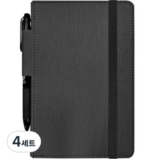 STANDARD OWN HERITAGE 筆環精裝綁帶筆記本 M 32開 + 3色原子筆組, 4套, 黑色