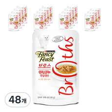 팬시피스트 브로스 고양이 간식 파우치 생선, 참치 + 멸치 + 흰살생선 + 진한 생선 육수 혼합맛, 40g, 48개