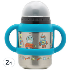 Sugar booger 雙手通用吸管杯 350ml, 藍色(機器人)