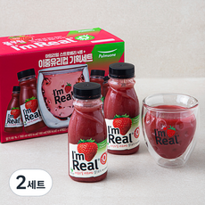 풀무원 아임리얼 스트로베리 190ml x 4입 + 유리컵 세트, 760ml, 2세트