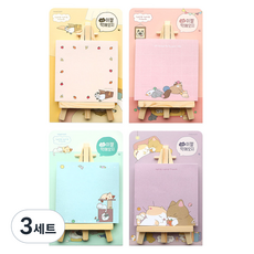 핑크풋 3000냥냥 이젤 떡메모지 4종 세트, PINK, BLUE, PURPLE, YELLOW, 3세트