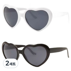 愛心發光太陽眼鏡2款組合, 白色+黑色, 2套
