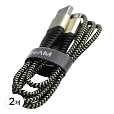 ANAM USB Type-A轉Micro 5-pin高速充電金屬編織充電線, 2個, 金色, 2m