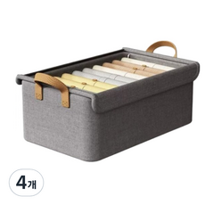 굿굿샵 투명창 리빙 박스, 그레이, 4개