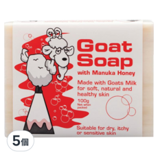 澳洲 Goat Soap 羊乳皂 麥蘆卡蜂蜜, 100g, 溫和保濕，舒緩敏感肌膚, 5個