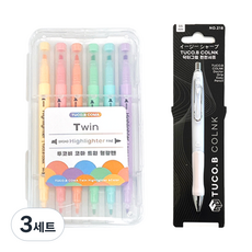 TUCO.B KOMA 雙頭柔色螢光筆 6色 + Dr. GRIP 舒適自動鉛筆套組, 白色(自動鉛筆), 3套