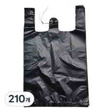 Bugukbongtu 手提式高級超市塑膠袋 黑色 4號, 15L, 210個