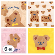 미미파티 귀여운 곰돌이 다용도 지퍼백 포장 봉투세트 40p, 큐트 베어 믹스, 6세트