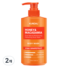 KUNDAL 昆黛爾 純淨香水沐浴乳 粉紅葡萄柚香, 500ml, 2個