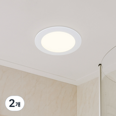 WONHA DS 拉康 浴室兩用 無頻閃 防潮 LED 筒燈 10.1cm 9W 嵌入式燈, 2個, 白色(霧面) + 自然白