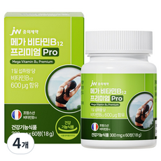 JW중외제약 메가 비타민B 12 프리미엄 Pro 18g, 4개, 60정