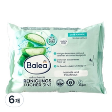 발레아 리프레싱 메이크업 클렌징 티슈, 6개, 25매입