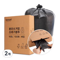 탐사 분리수거 쓰레기봉투 배접 검정, 200개, 100L