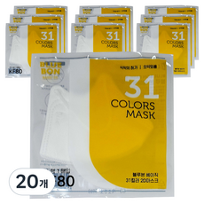 블루본 베이직 31컬러 마스크 초소형 KF80, 흰색, 20개, 1개입