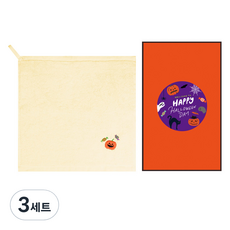 Songwol 松月 萬聖節南瓜掛環毛巾 38g 30支棉紗 禮盒組, 3套, 黃色