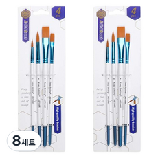 에이비엠코리아 수채화 혼합 붓 4종 세트, 8세트, 2호, 4호, 6호, 8호