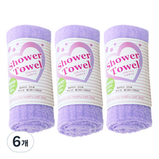 아이센 편백 나무 물방울 바디 타올 BT113, 퍼플, 1개입, 6개