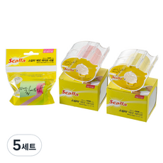 Scalla 便利貼膠帶 48mm 套組, 粉紅色 + 黃色 + 綠色, 5套
