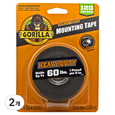 GORILLA 雙面膠帶 黑色 25.4mm x 3.04m, 2個