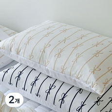 누블 리본 고밀도 워싱 순면 사계절 베개커버