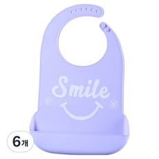 소울리치 튼튼하고 편리한 성인용 턱받이 XL 35.5 x 52 cm, 퍼플스마일, 6개