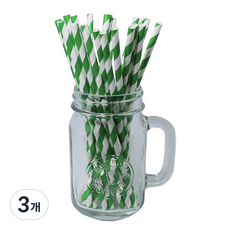 MEO 紙吸管 綠白色, 3個, 100入