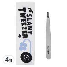 SSIZZO 斜口修眉夾 鑷子, 4個, 銀色