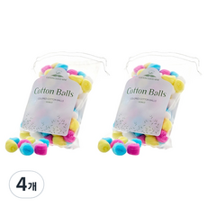 Texco 彩色棉球化妝棉, 100個, 4個