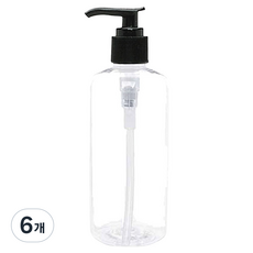Glassdomae DTB300 容器 + 按壓瓶組合, 6個, 容器(透明) + 瓶蓋(黑色)